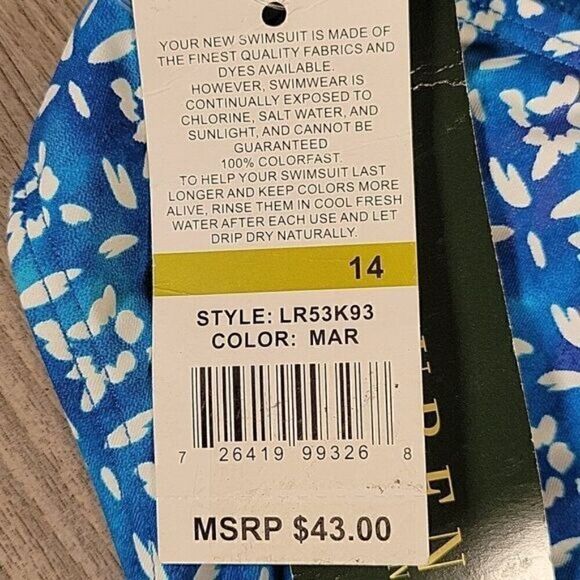 Lauren Ralph Lauren Spring Ditzy Print Hipster Bottom w/Logo Plate Sz 14 - Picture 7 of 9